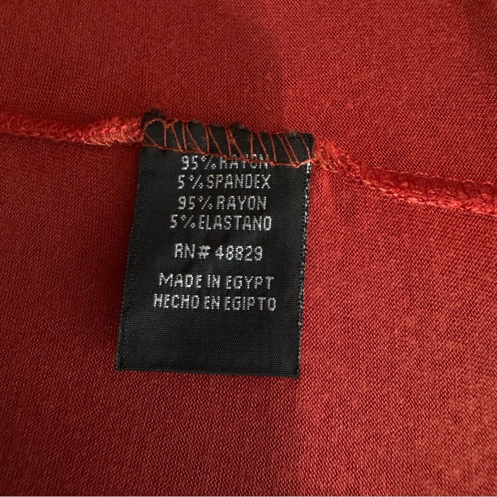 Rouge Collection Rust Colored Ruffles Bell Sleeve Top - Picture 5 of 6